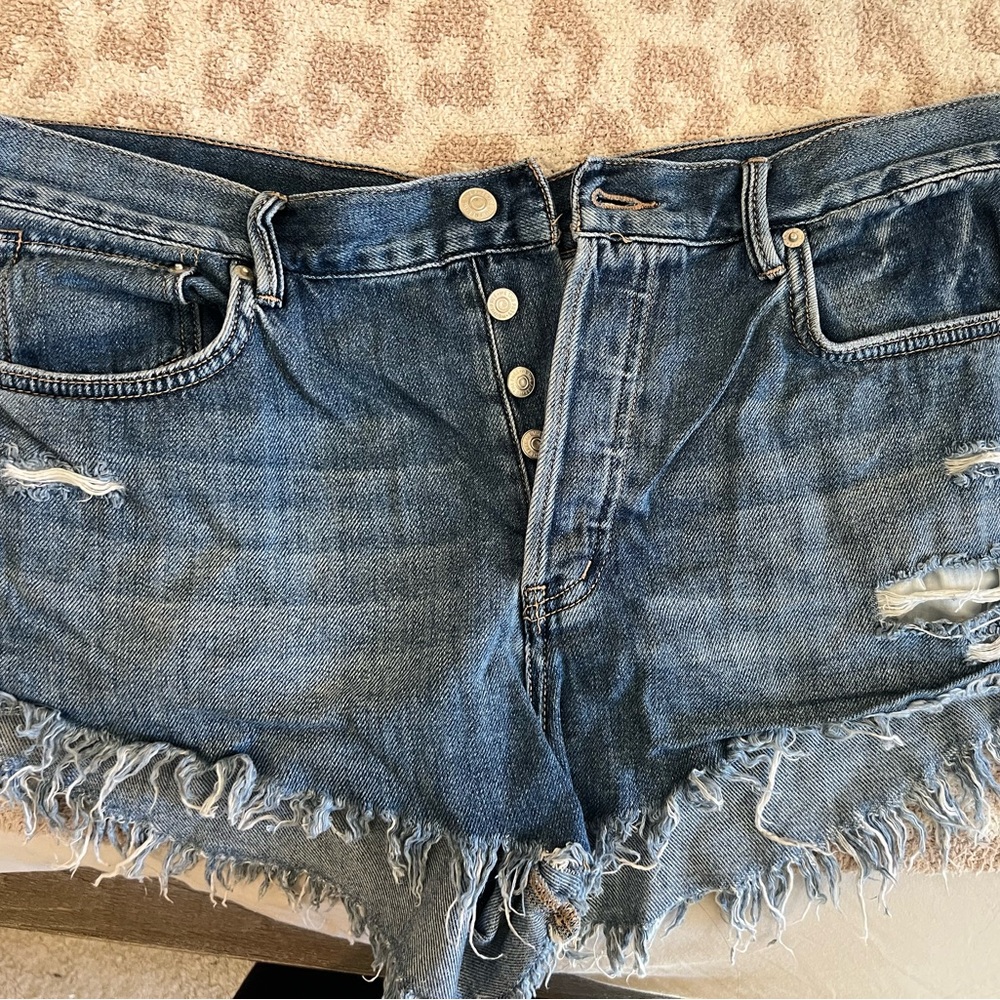 We The Free Loving Good Vibes Denim Distressed Women Shorts